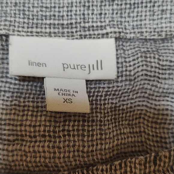 J. Jill Pure Jill Linen Pullover Lagenlook Boxy Oversized Top Gray White Size XS - Picture 3 of 8
